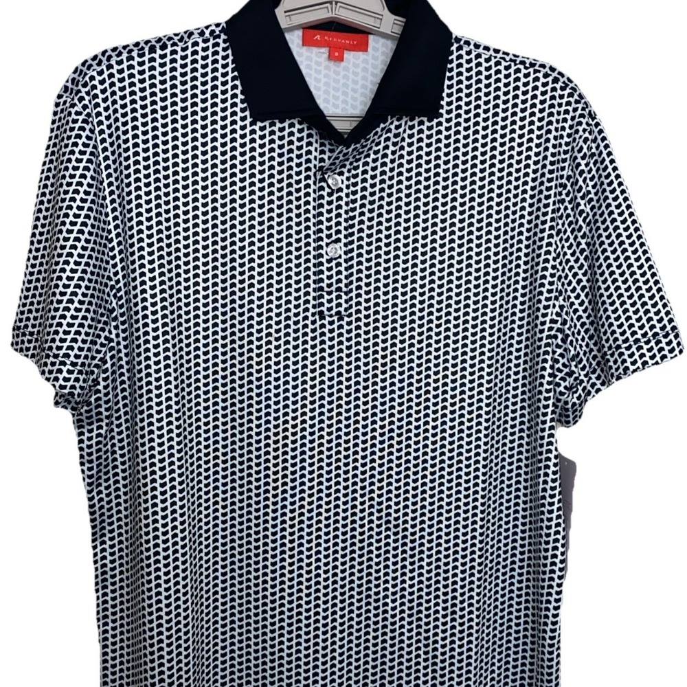 Redvanly Graine Polo Shirt Tuxedo Black Mens Small Golf 4 Way Stretch Shirt